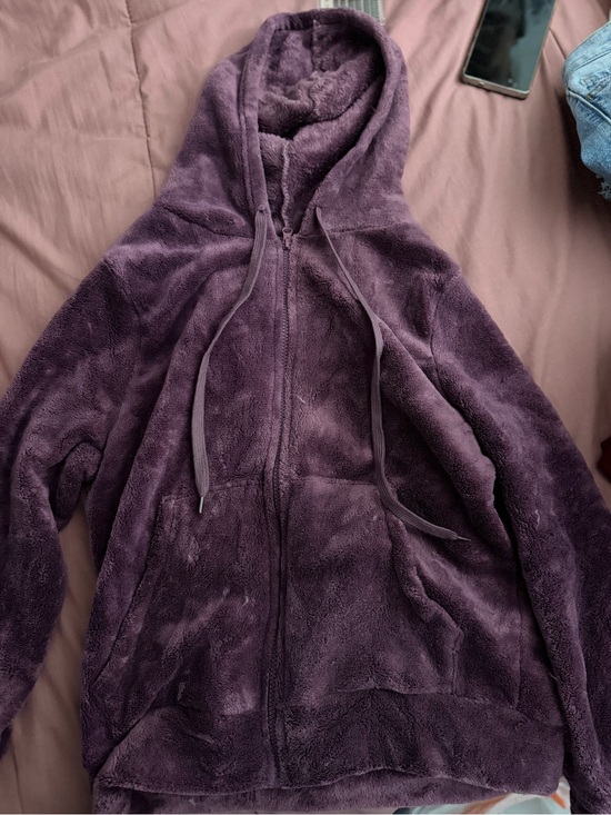 Sweaters - Plush Zip-Up Hoodie in Deep Purple
